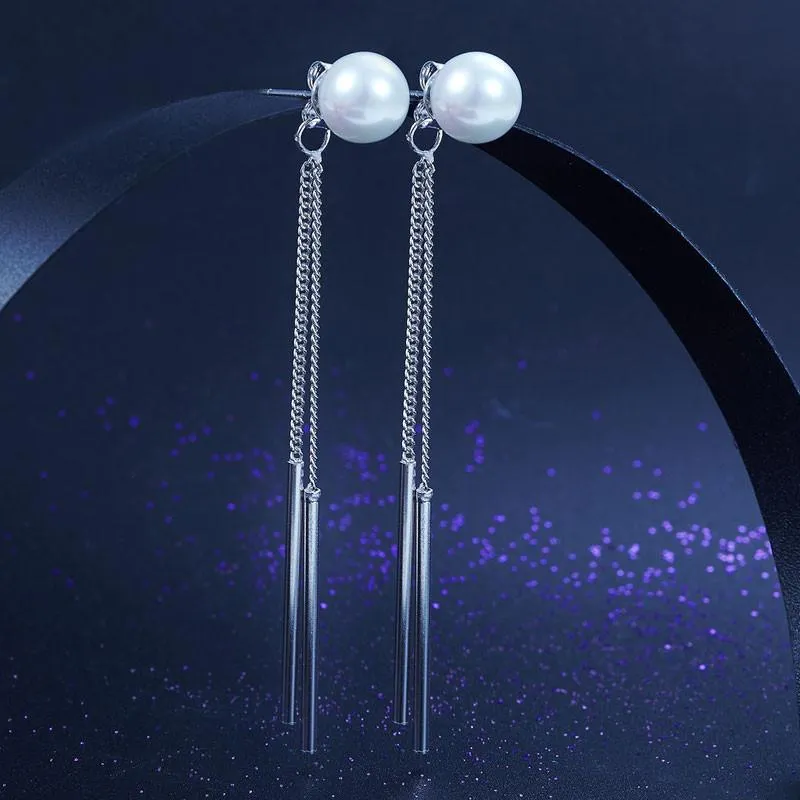 Drop Bridal Wedding 925 Sterling Silver Simulated Pearl Earrings Bridesmaid Jewelry