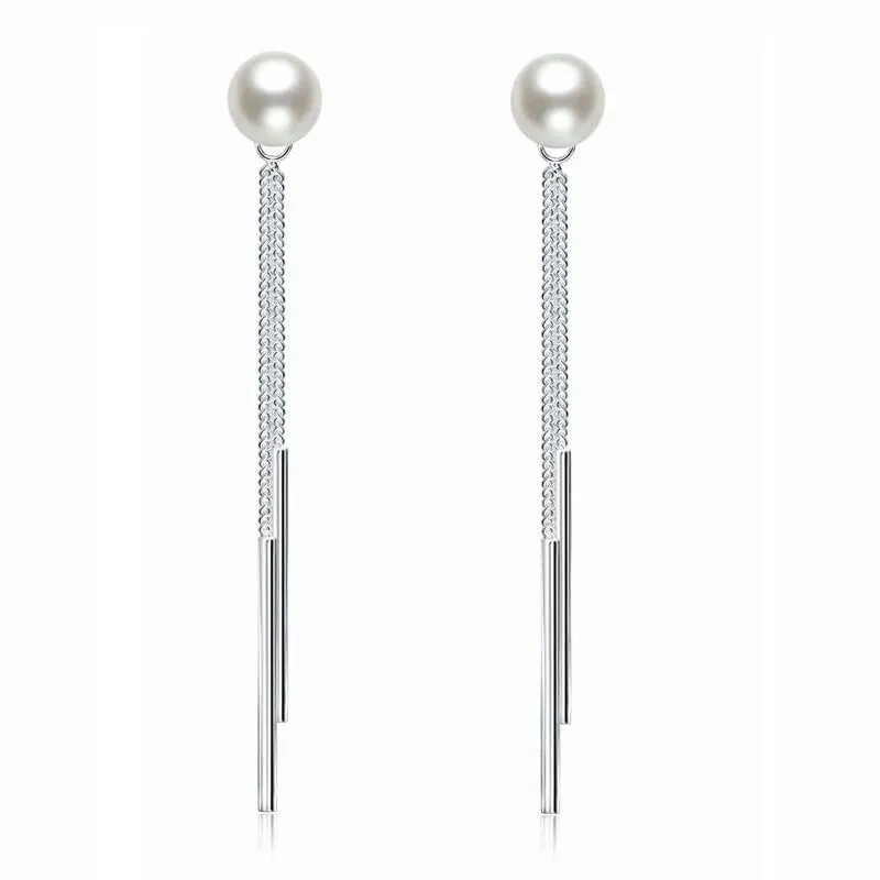Drop Bridal Wedding 925 Sterling Silver Simulated Pearl Earrings Bridesmaid Jewelry