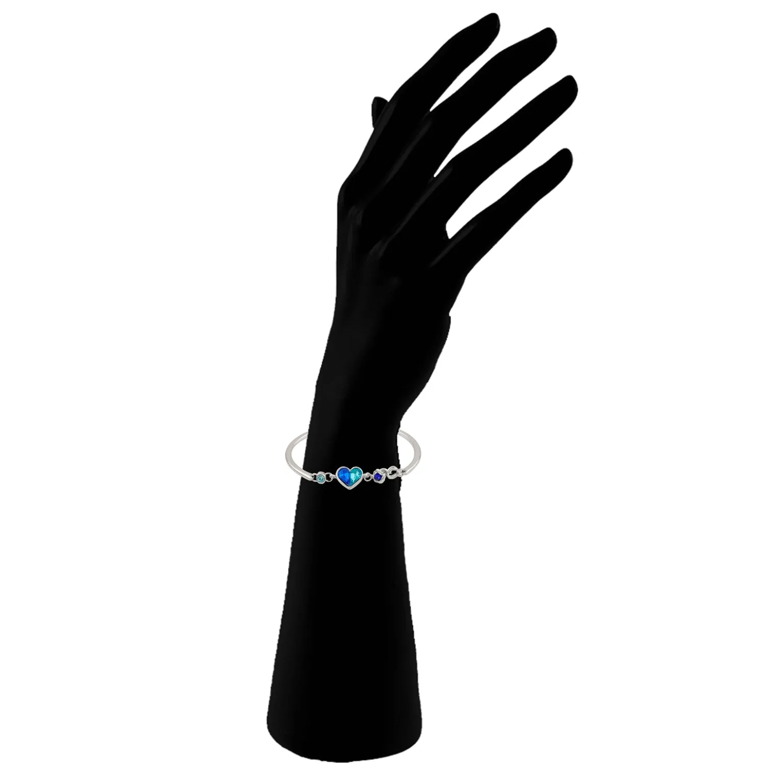 Dual Tone Crystal Adjustable Heart Bracelet