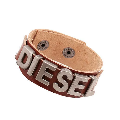 European Style Men Wrap Bracelets Brand Cowhide Leather Wide Male Bangle Bracelet Vintage Letter Jewelry