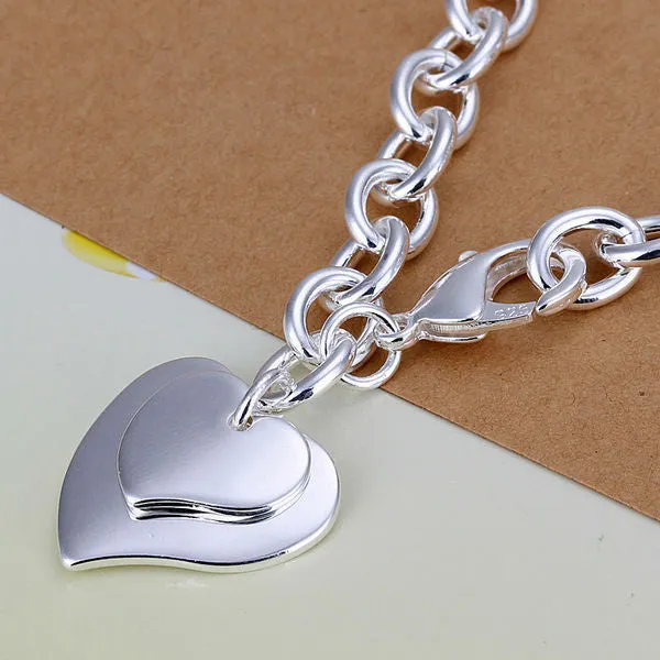 Fashion bracelet/bangle Jewelry trendy women double heart charm bracelets