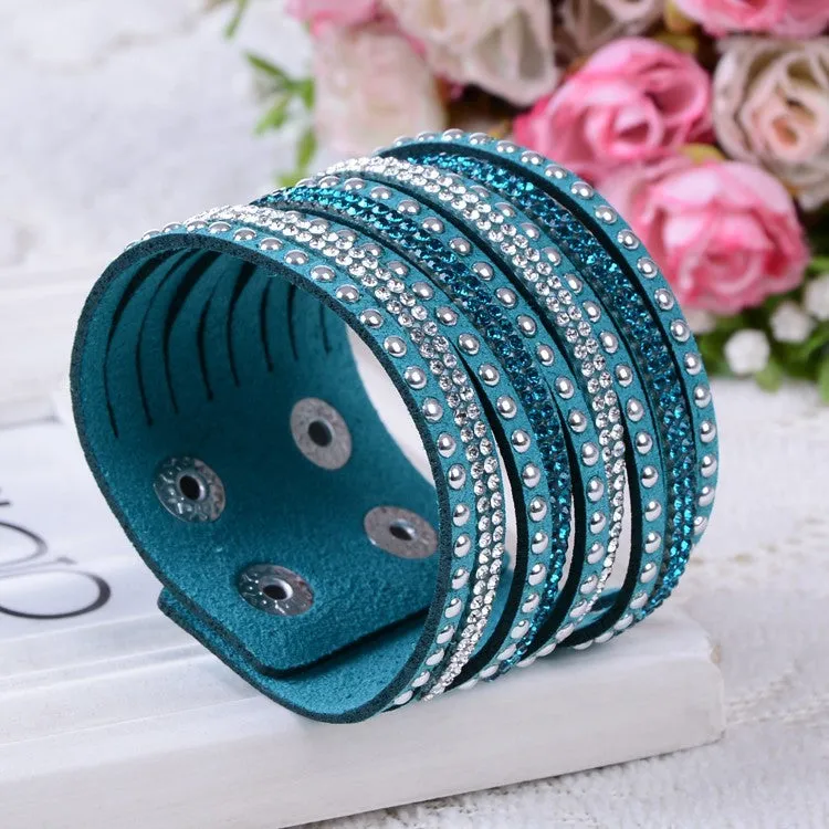 Fashion Charm Double Circle Multilayer Leather Bracelets Women Bracelets