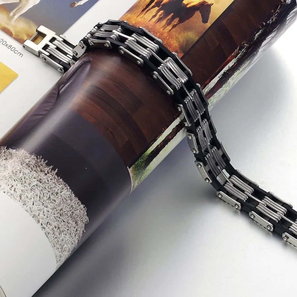 Fashion Friendship Bracelet Men Punk Black Silicone Men's Mens Bracelets Bangles Bracciali Uomo Link Chain Bracelets For Women