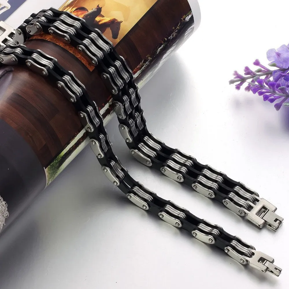 Fashion Friendship Bracelet Men Punk Black Silicone Men's Mens Bracelets Bangles Bracciali Uomo Link Chain Bracelets For Women