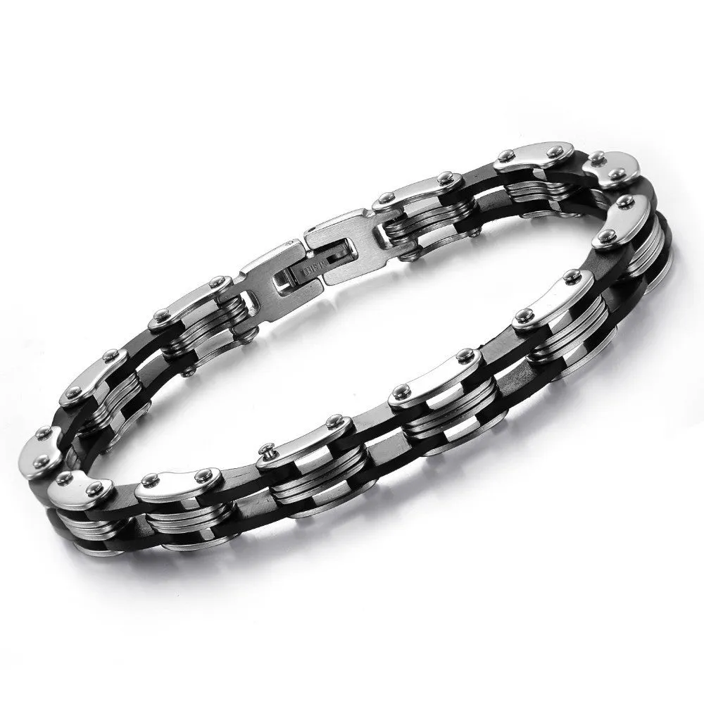 Fashion Friendship Bracelet Men Punk Black Silicone Men's Mens Bracelets Bangles Bracciali Uomo Link Chain Bracelets For Women