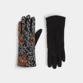 Felted Rose Touchscreen Gloves - Grey Multi - Final Sale