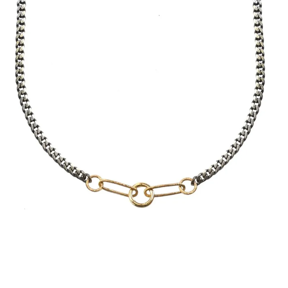 Five Links Two-Tone Charm Holder Necklace