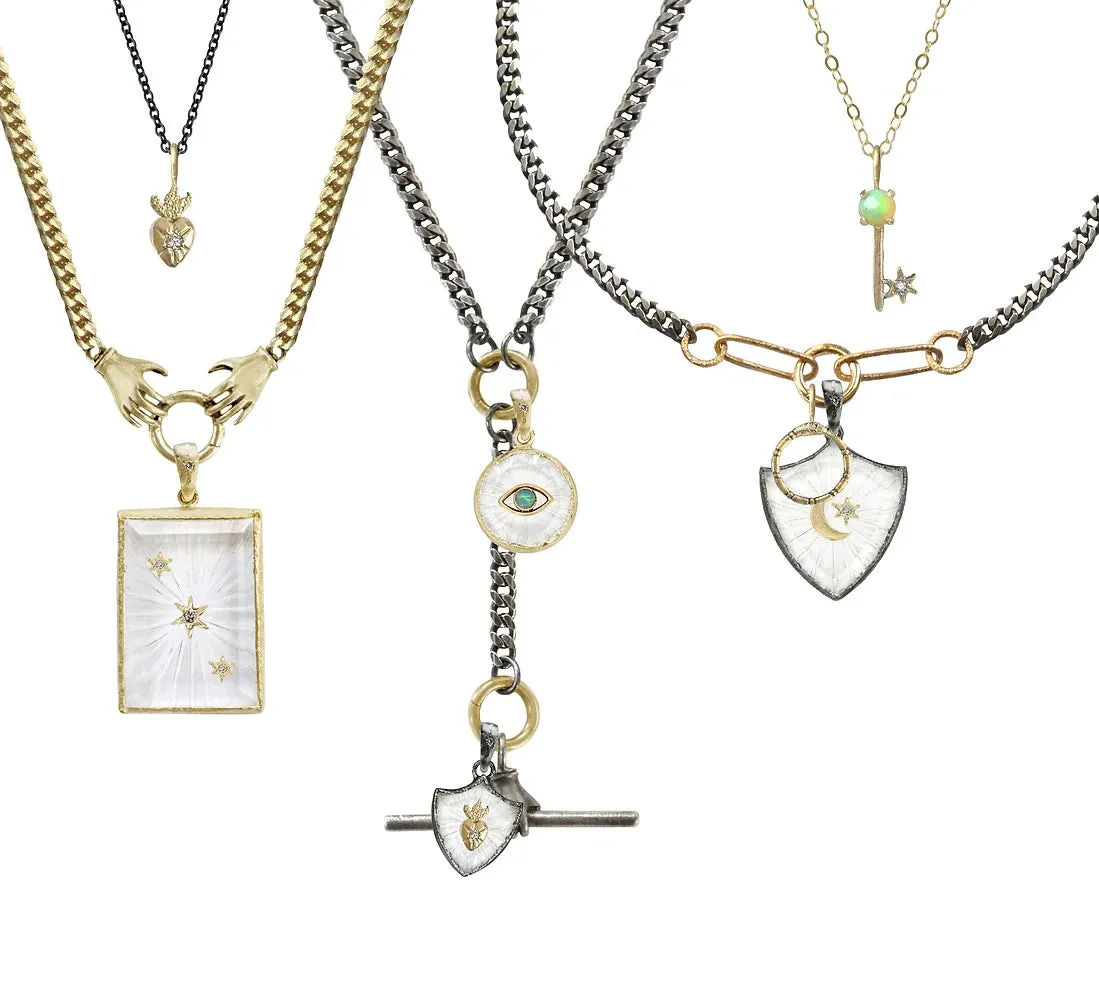 Five Links Two-Tone Charm Holder Necklace