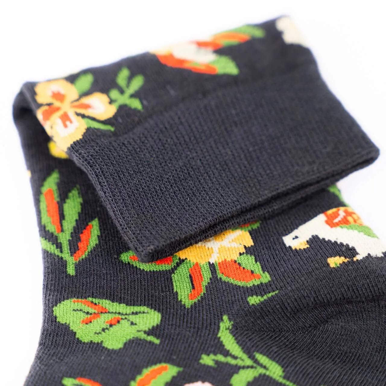 Floral and Fauna Black Fun Dress Socks