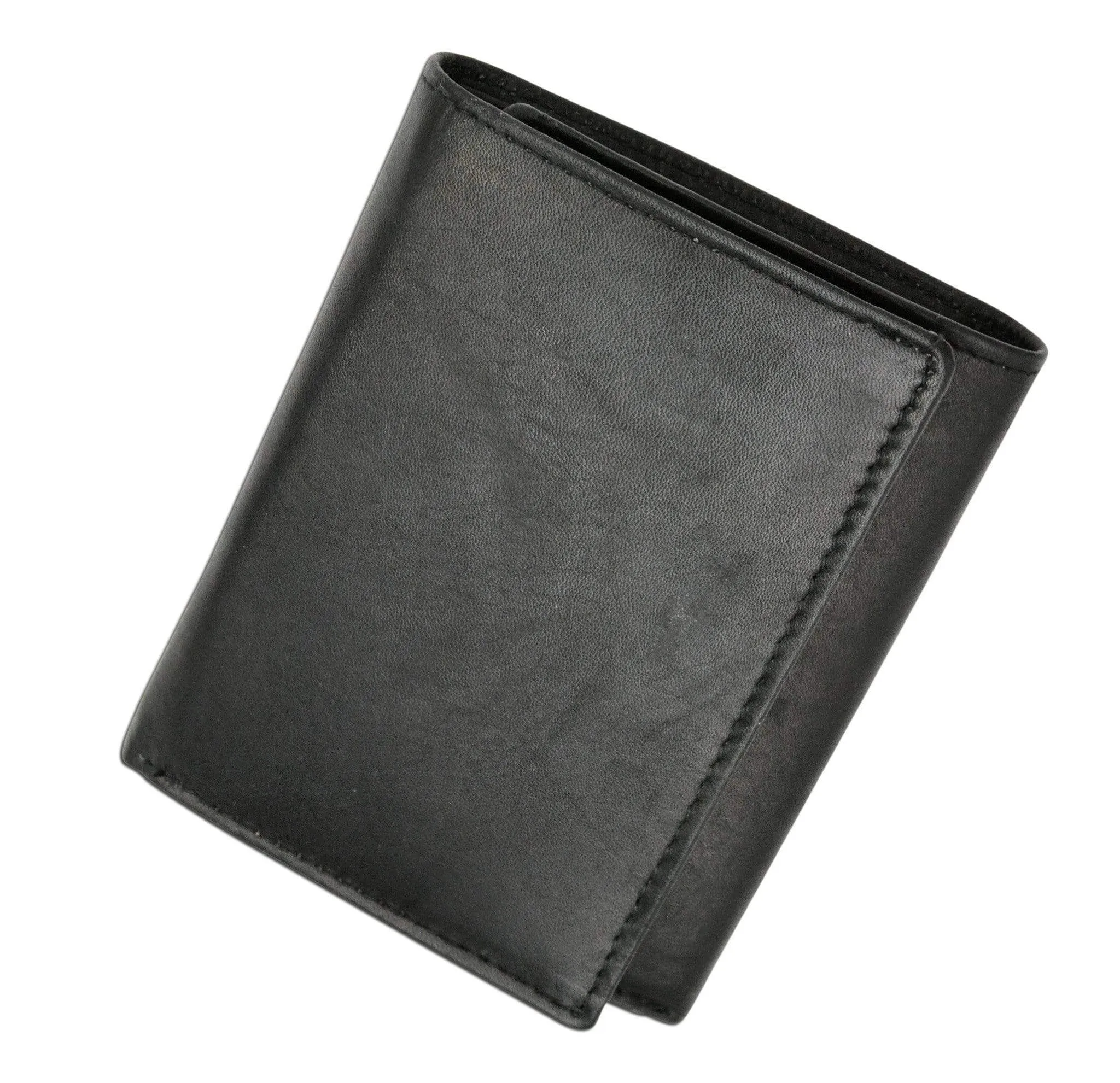 Genuine Leather Trifold Badge Holder Wallet Black, Police Badge Holder 2519 TA (C)
