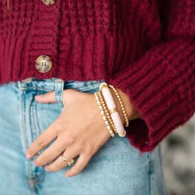 Gold Ball   Mini Bead Bracelet: White