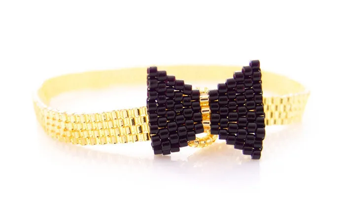 Gold Bow Beaded Bracelet