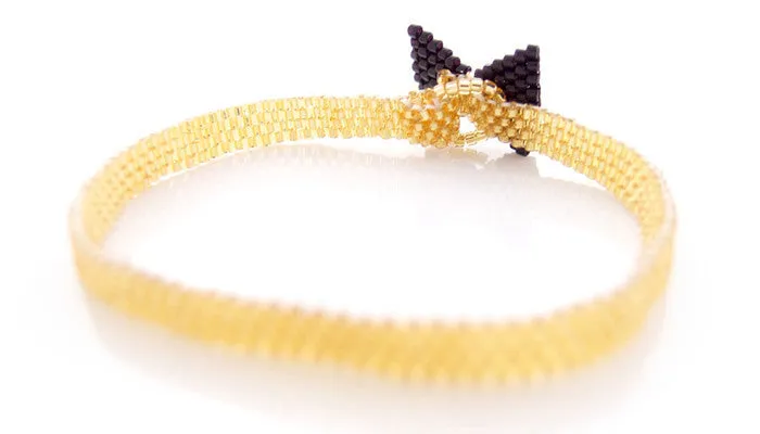 Gold Bow Beaded Bracelet