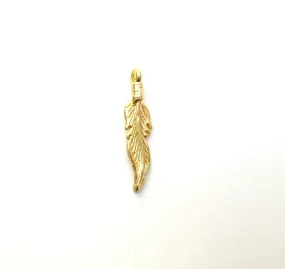 Gold Charm, Feather Charm, Feather Jewelry, Feather Pendant, Britannium Charm, Pewter, Pewter Feather