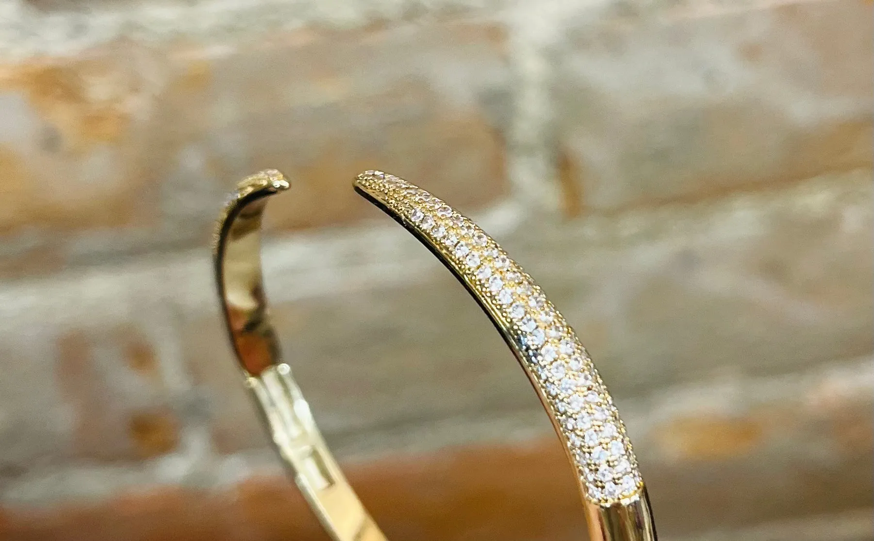 Gold Detail Rhinestone Cuff