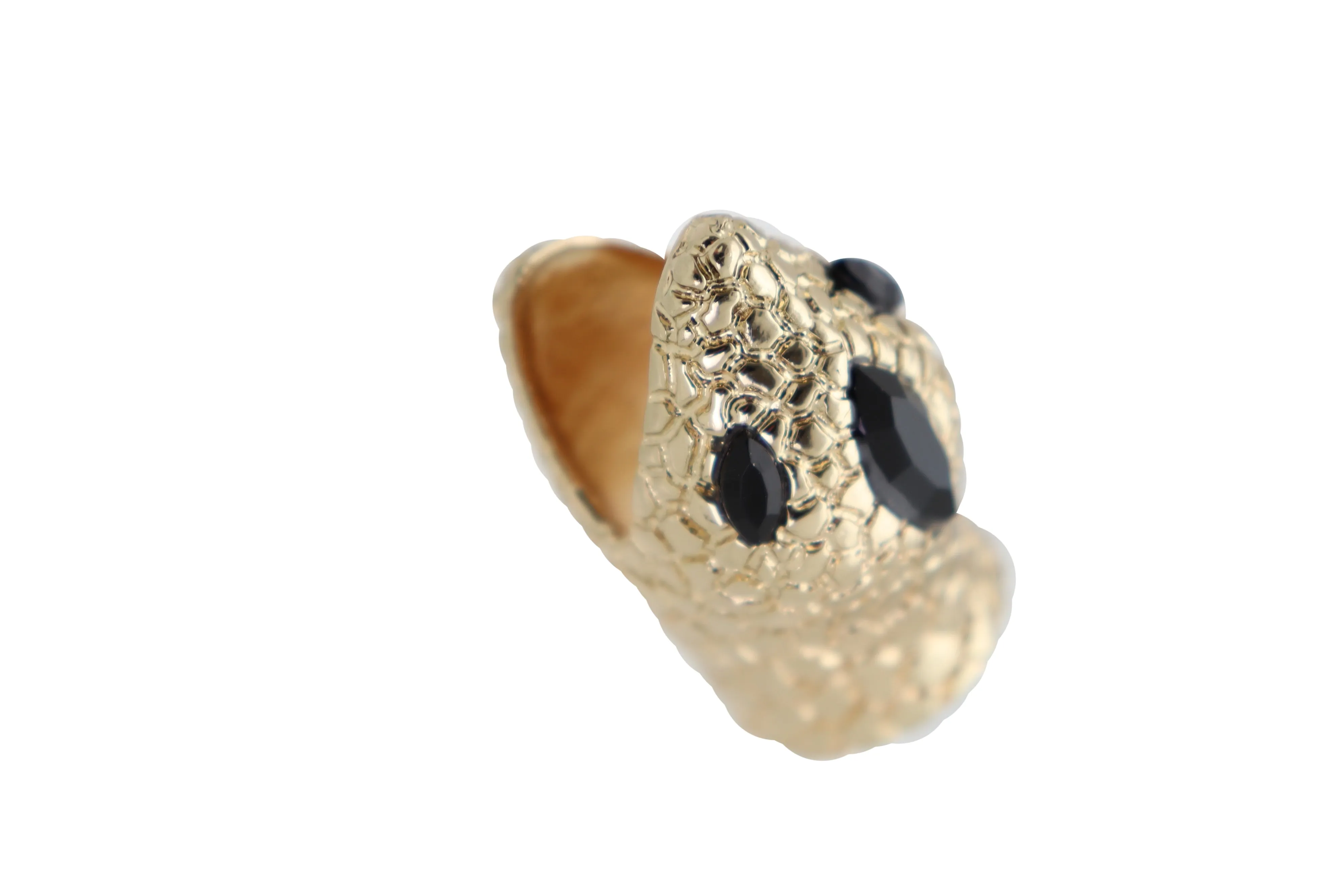 Gold Metal Bling Ring Snake Head Animal Bold Look Size 7.5