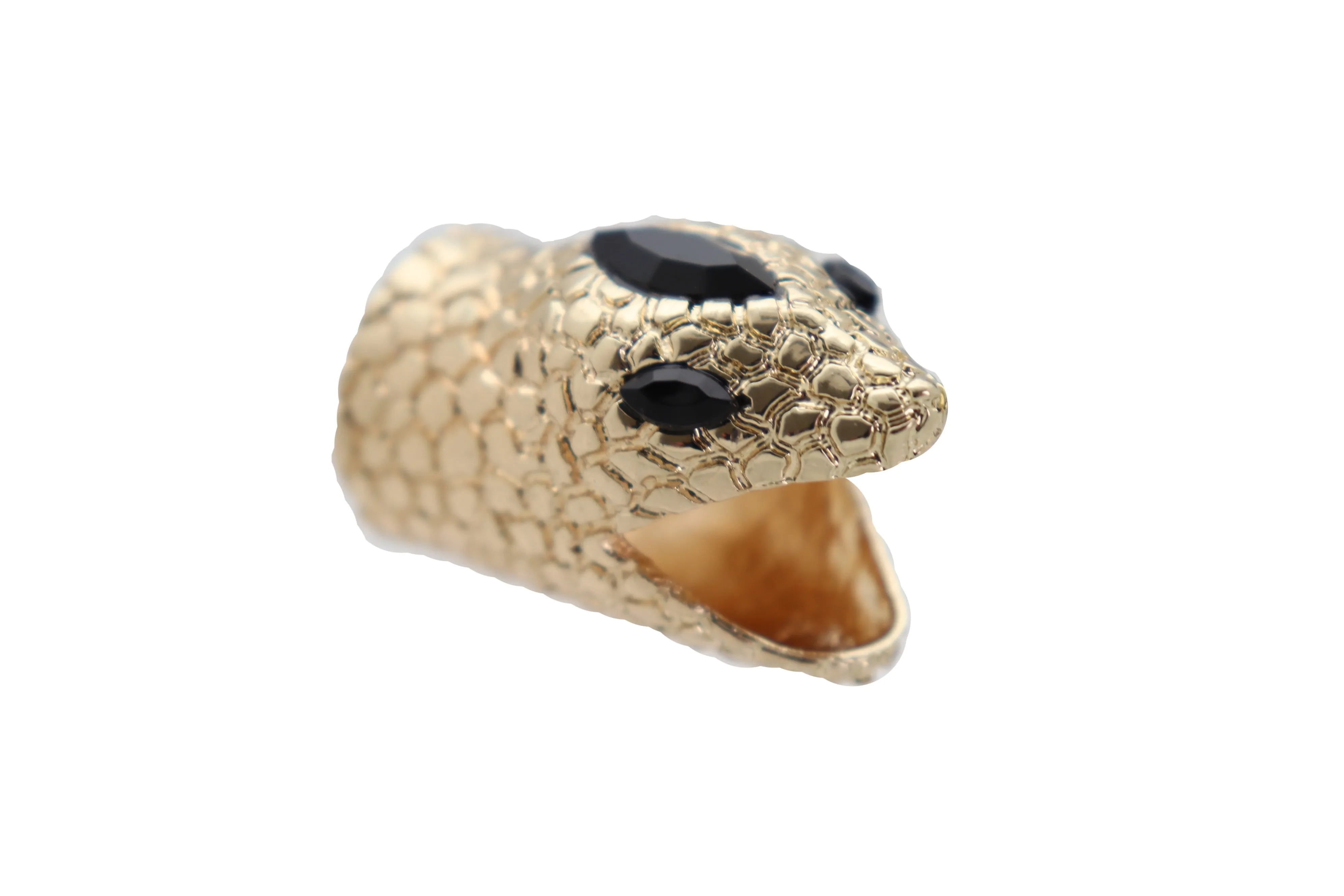 Gold Metal Bling Ring Snake Head Animal Bold Look Size 7.5