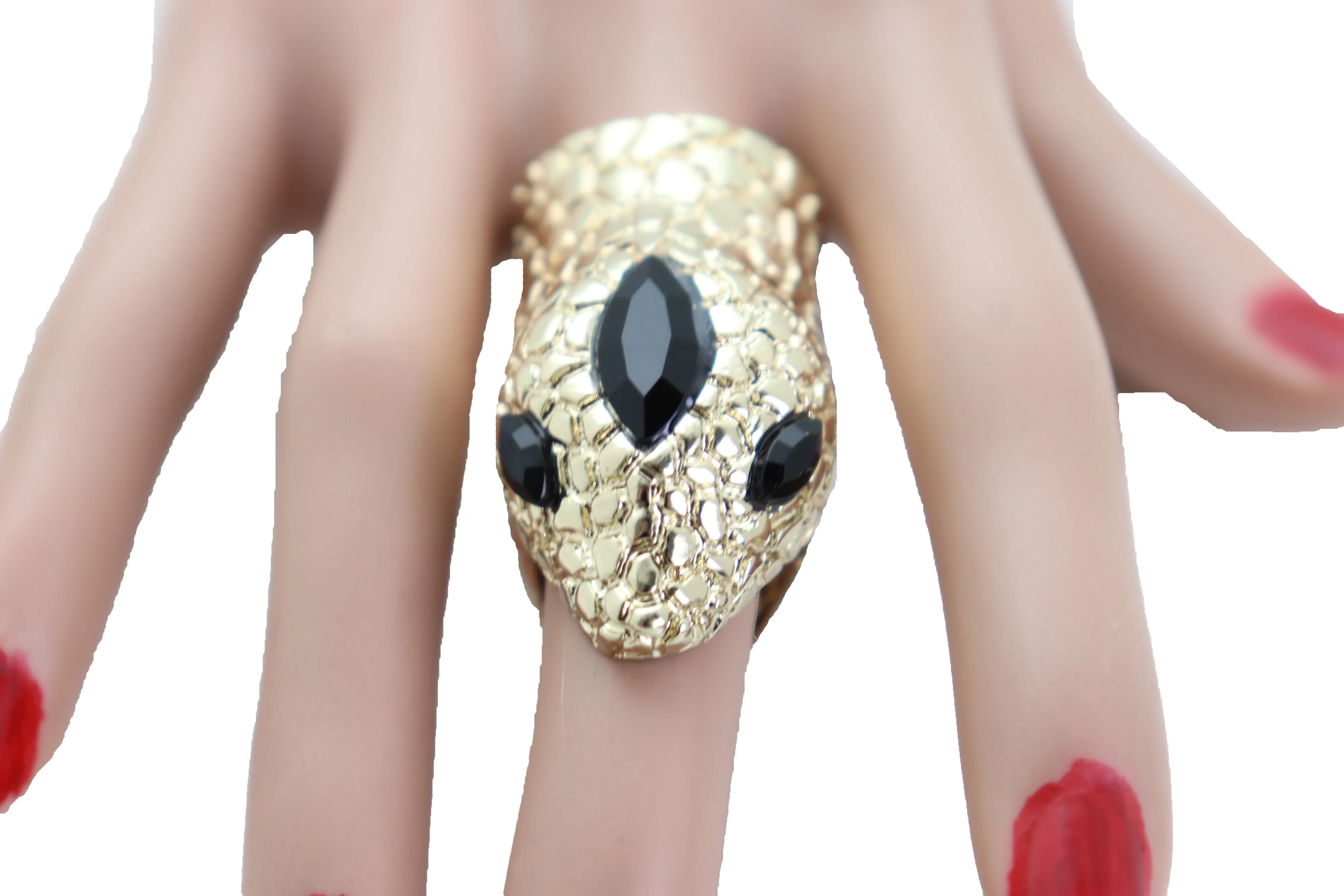 Gold Metal Bling Ring Snake Head Animal Bold Look Size 7.5
