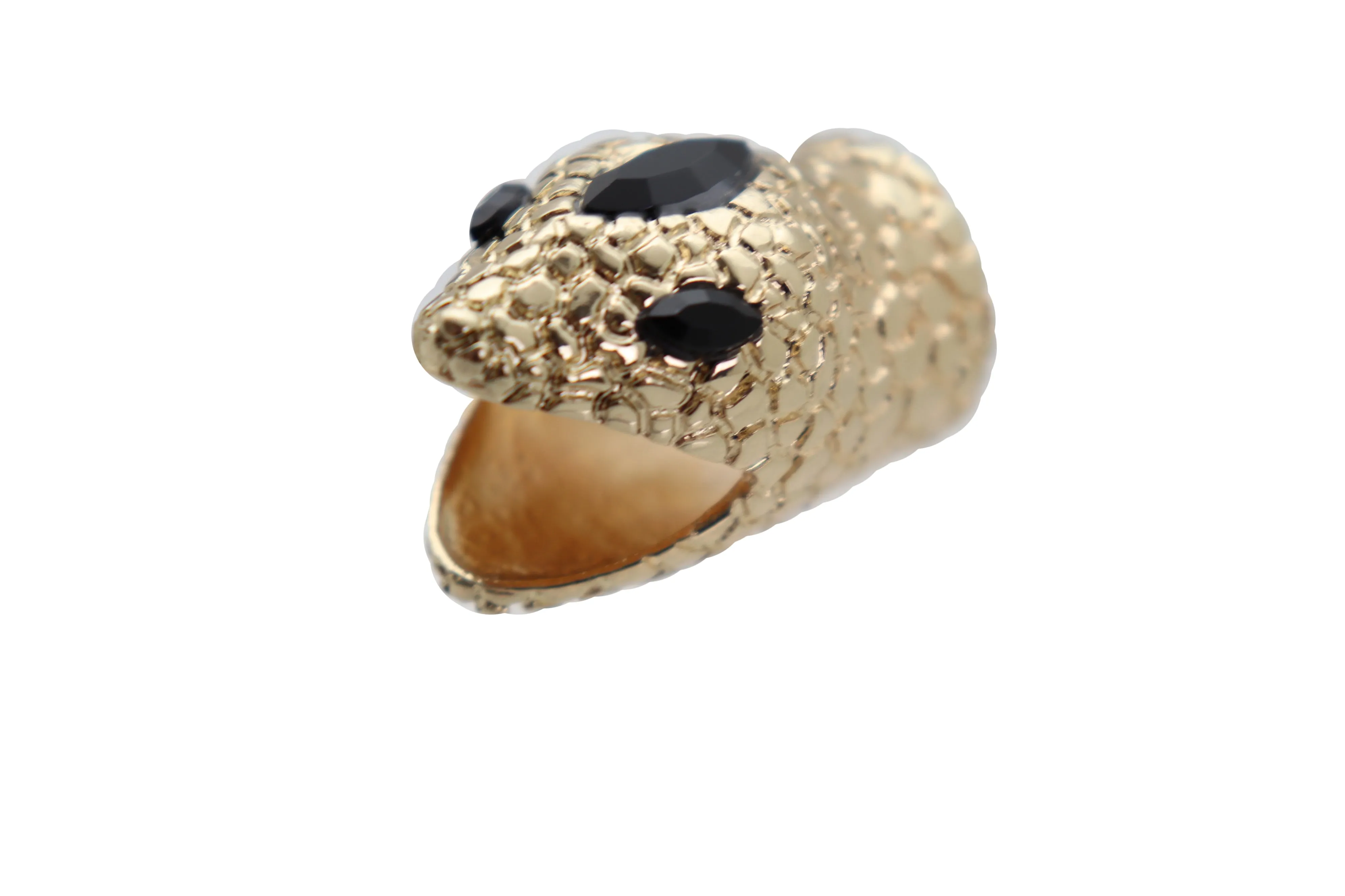 Gold Metal Bling Ring Snake Head Animal Bold Look Size 7.5