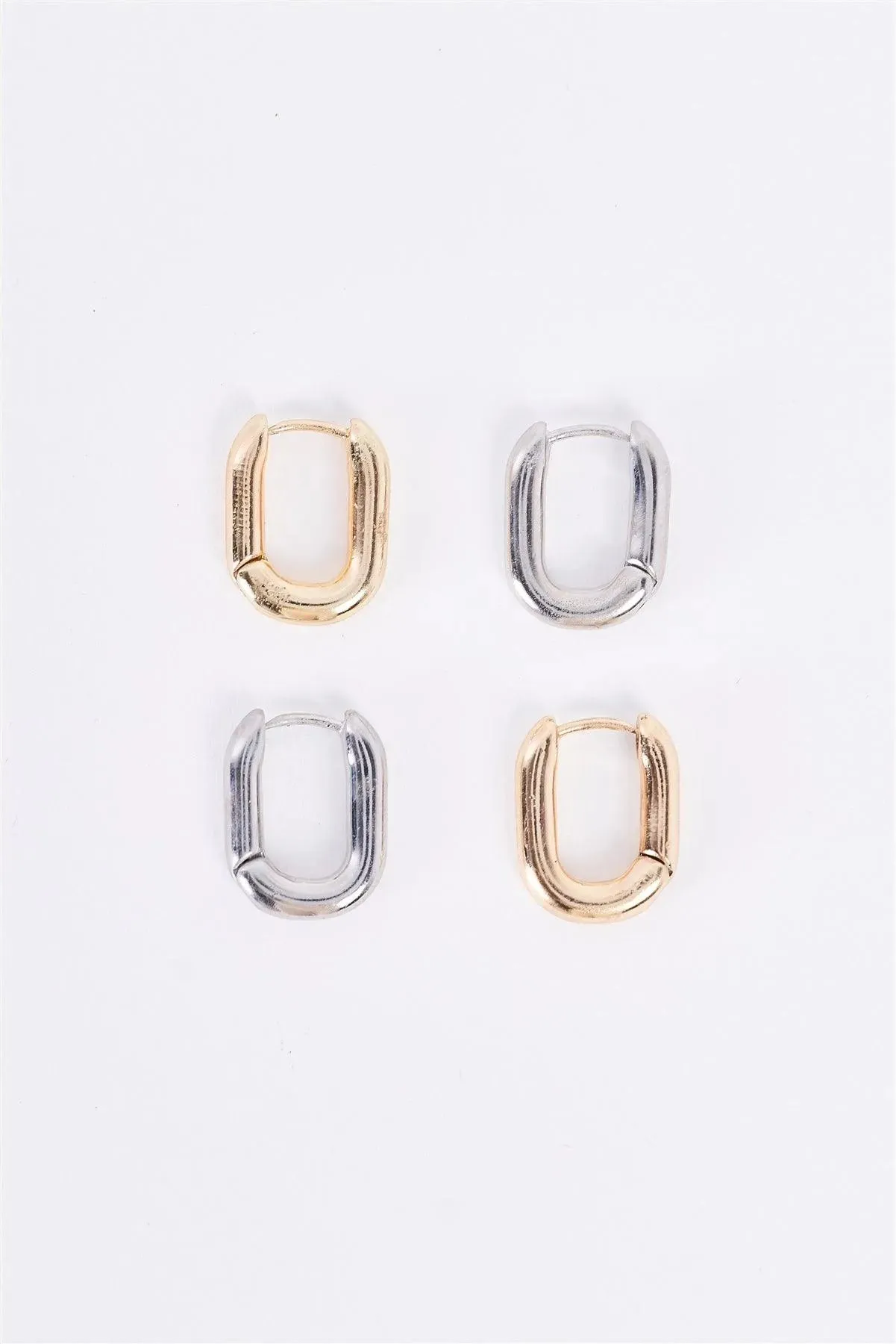Gold Tiny Oval Huggie Earrings /3 Pieces