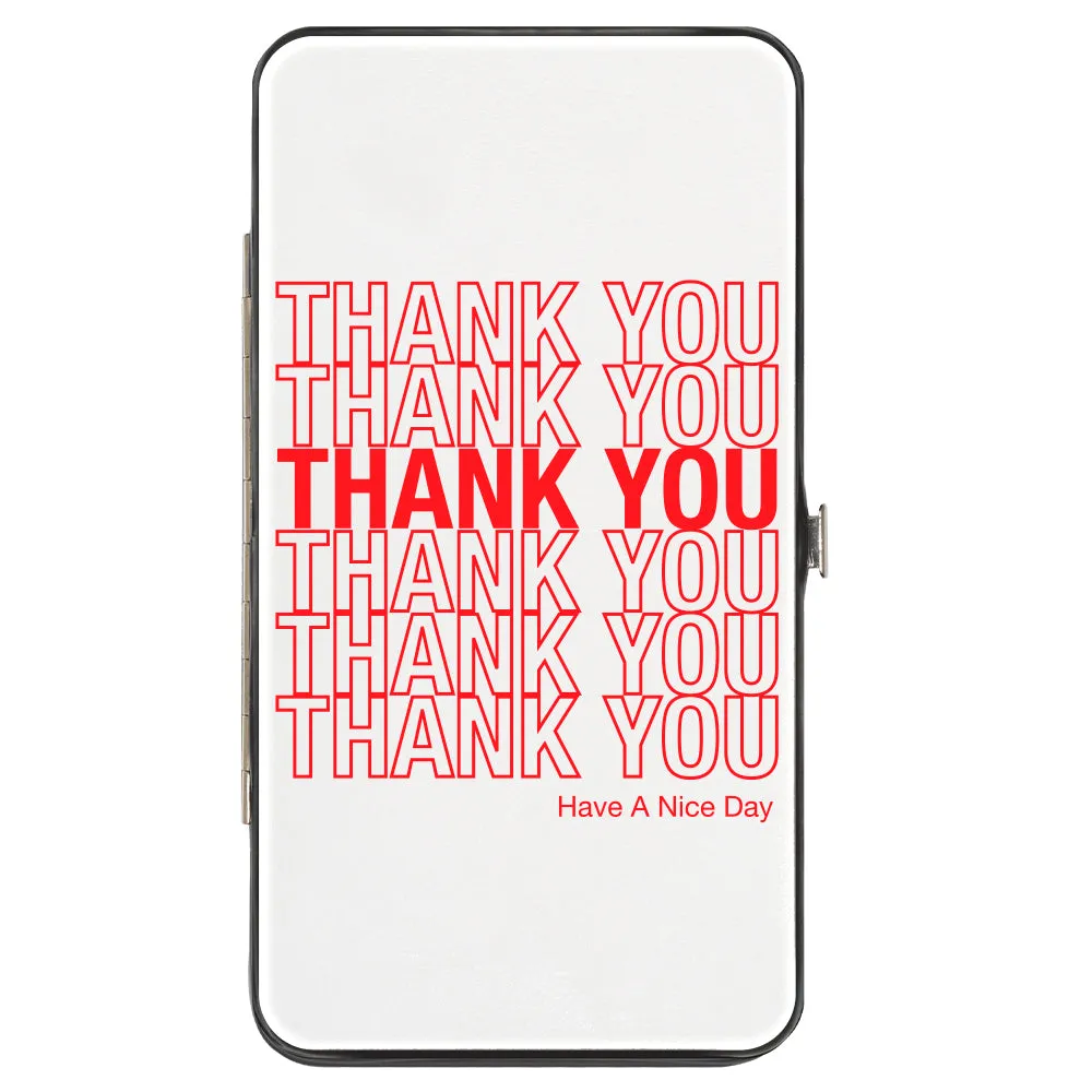 Hinged Wallet - THANK YOU HAVE A NICE DAY Bag Print White Red