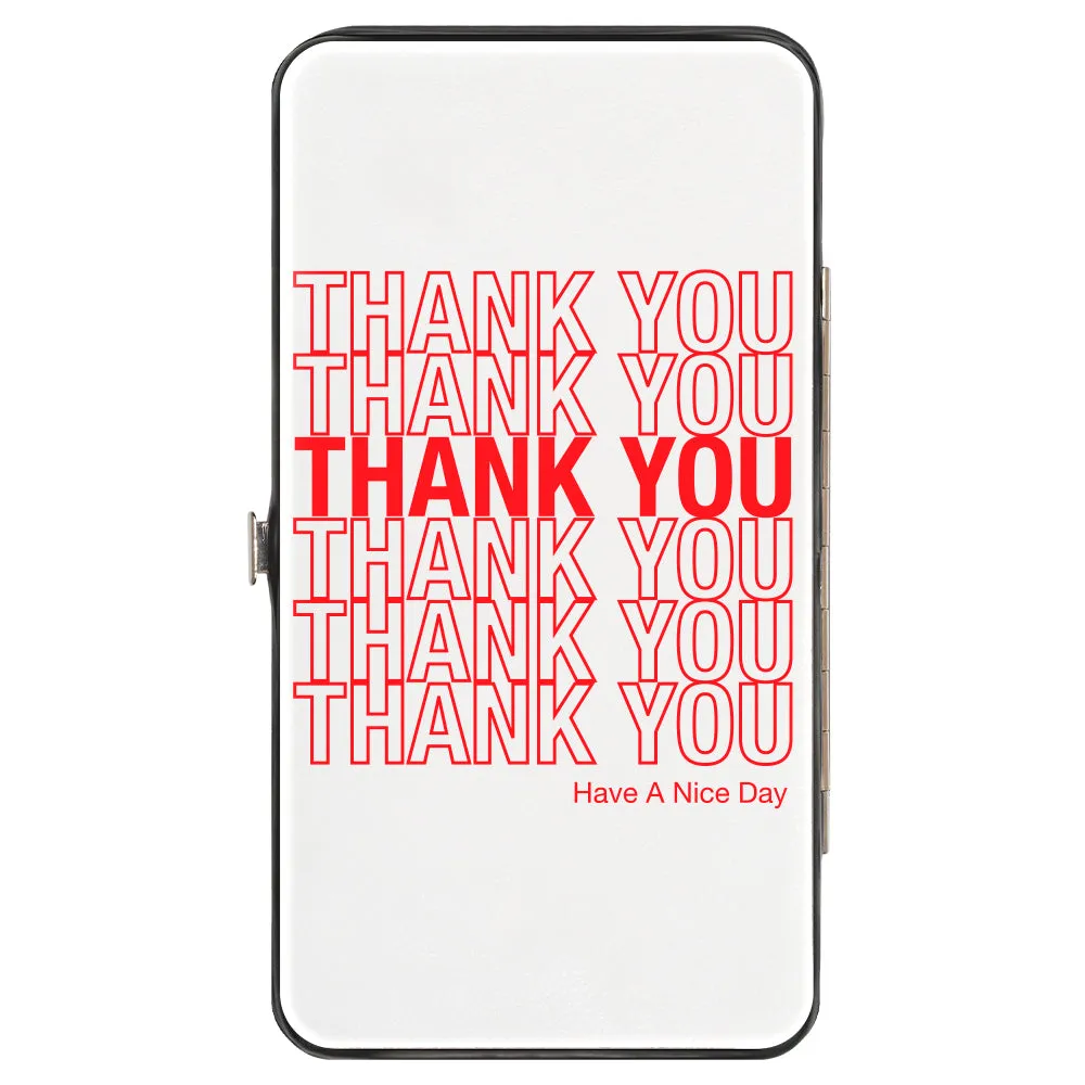 Hinged Wallet - THANK YOU HAVE A NICE DAY Bag Print White Red