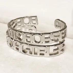 Horse Girl - Bold Cut Out Letters and Sterling Silver on Brass Cuff Bracelet