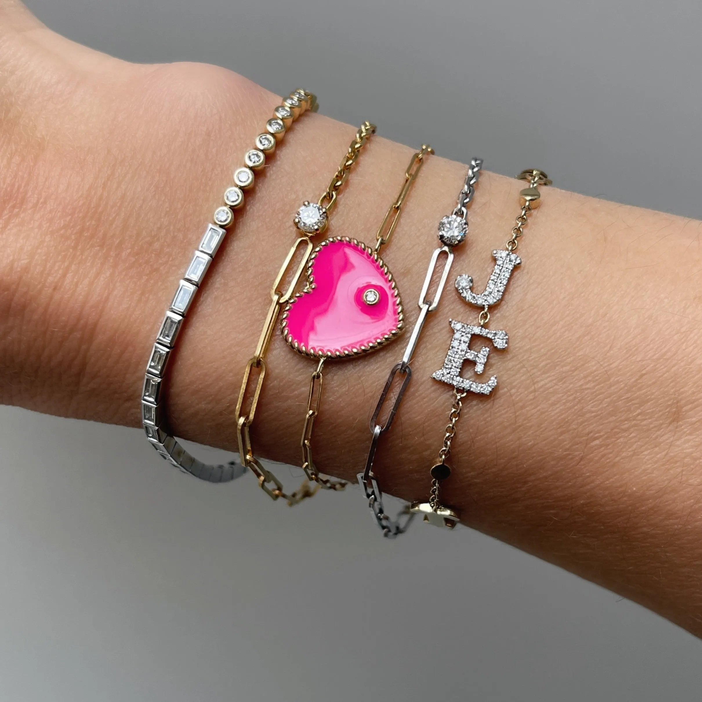 Je T'aime Diamond Letter Chain Bracelet