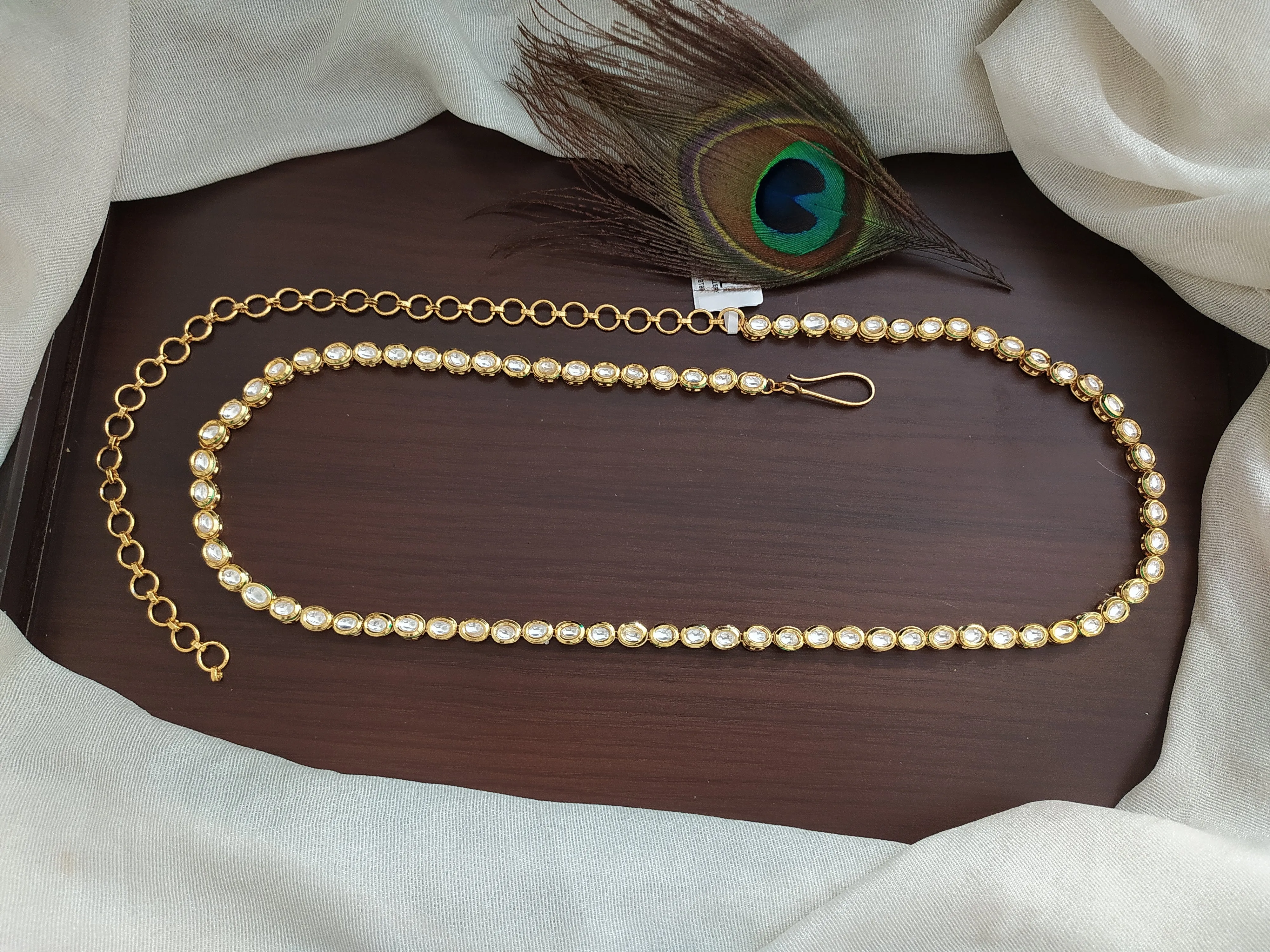Kundan Oval-Shaped Hip Chain