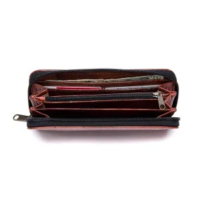 Leaf Leather Long Wallet - Brown