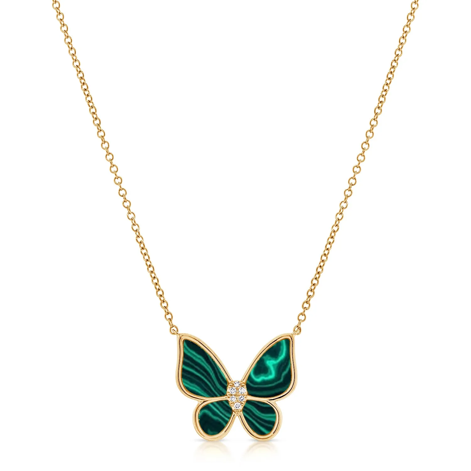 Malachite & Diamond Butterfly Necklace