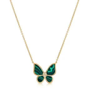 Malachite & Diamond Butterfly Necklace