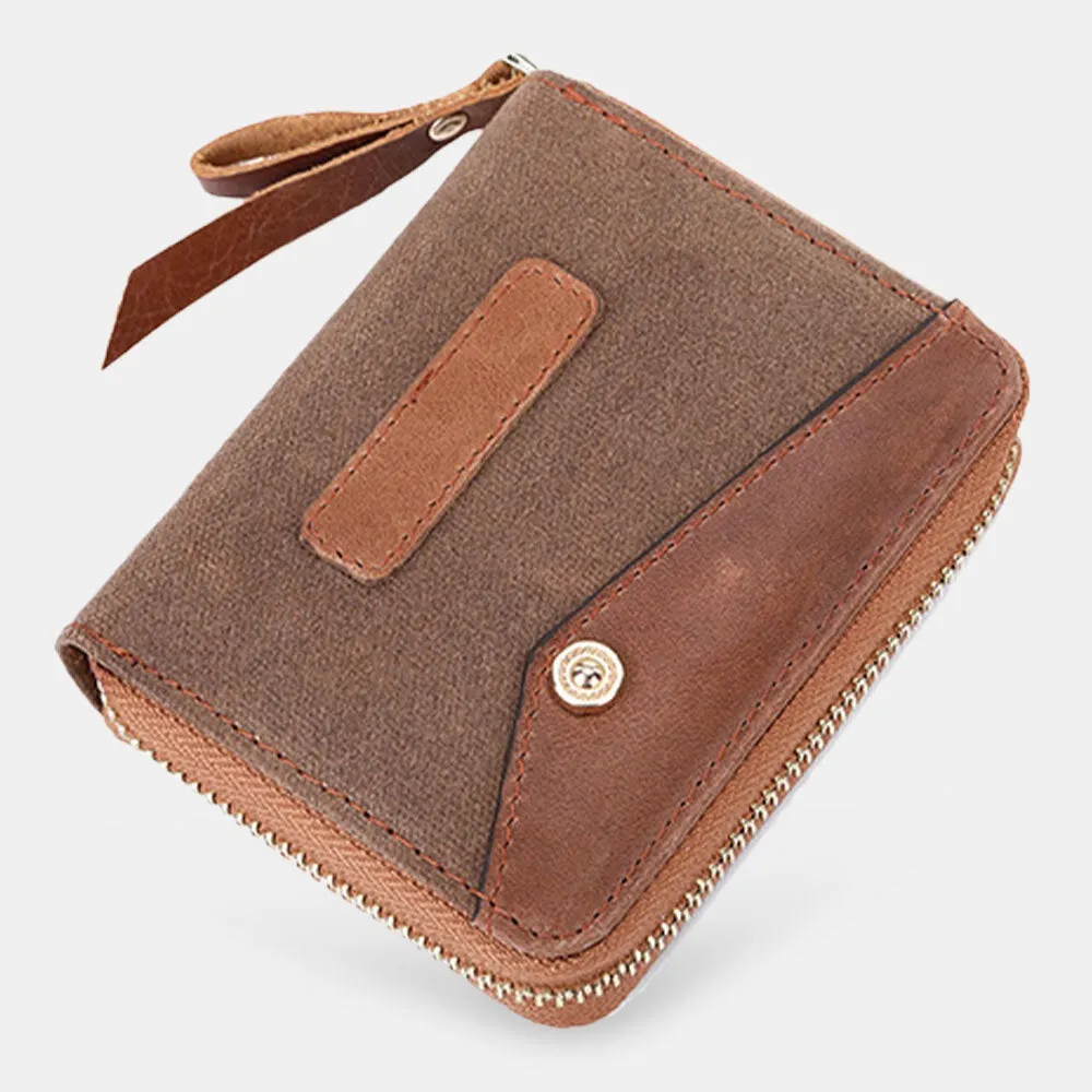Men Genuine Leather Retro RFID Anti-theft Multi-card Slot Organ Card Holder Coin Purse Wallet