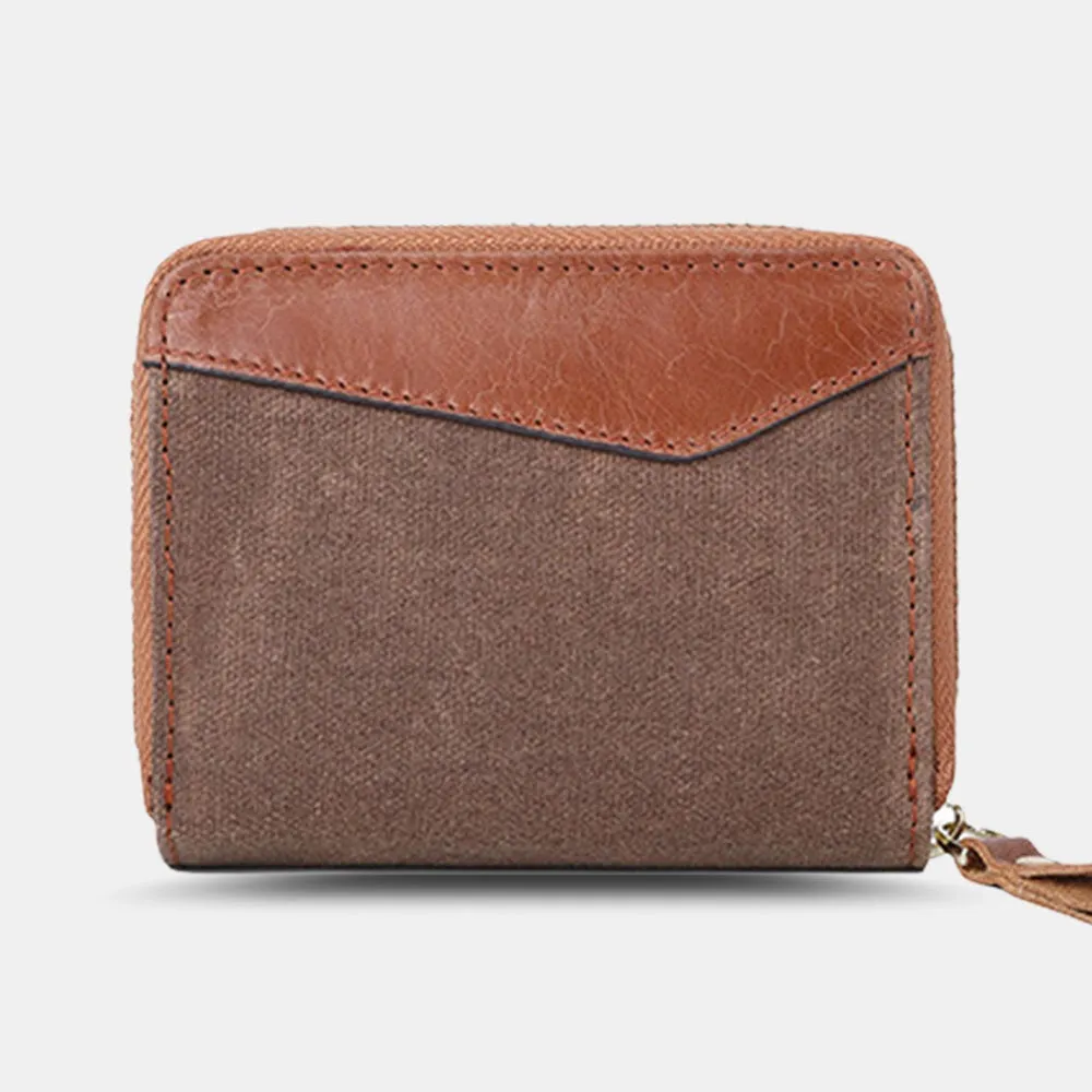 Men Genuine Leather Retro RFID Anti-theft Multi-card Slot Organ Card Holder Coin Purse Wallet