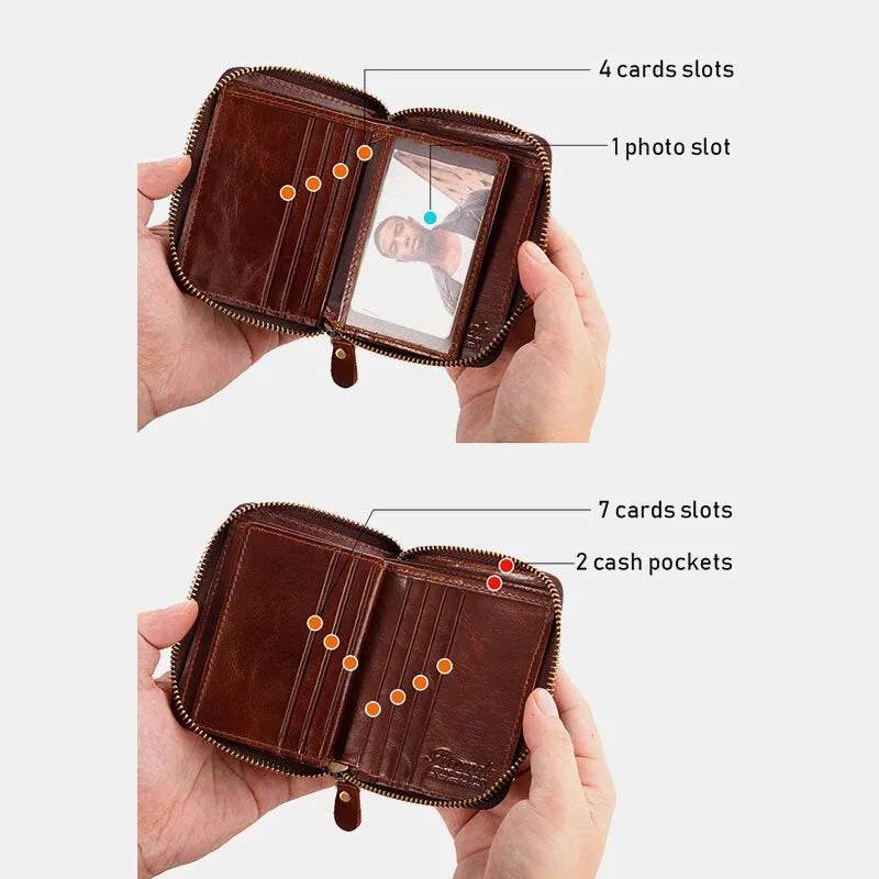 Men Mini Short Bifold Small Wallets RFID Blocking Multi-card Slot Card Holder Coin Purse Front Pocket Wallet