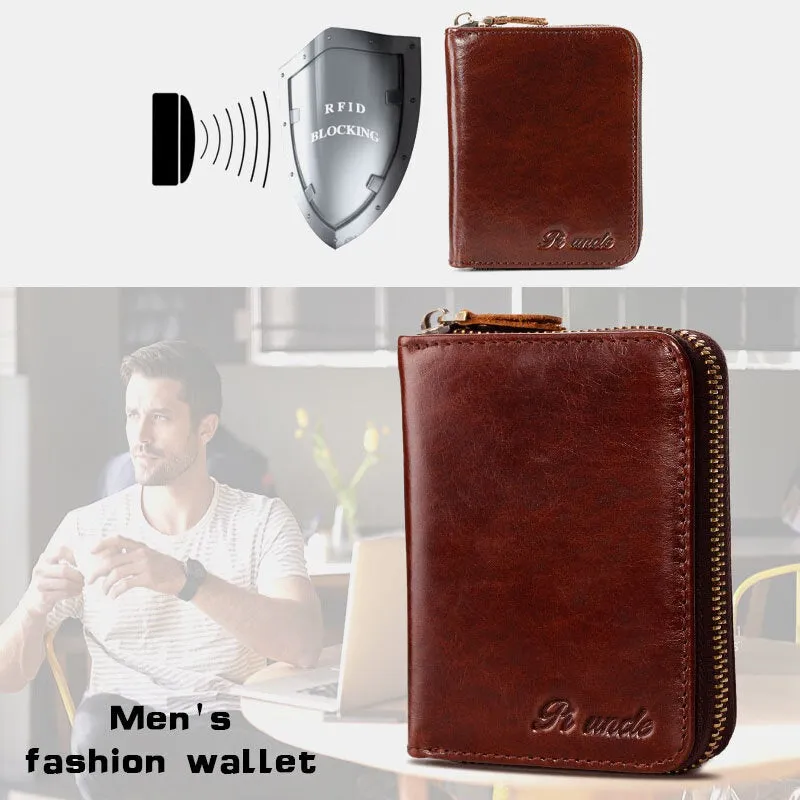 Men Mini Short Bifold Small Wallets RFID Blocking Multi-card Slot Card Holder Coin Purse Front Pocket Wallet