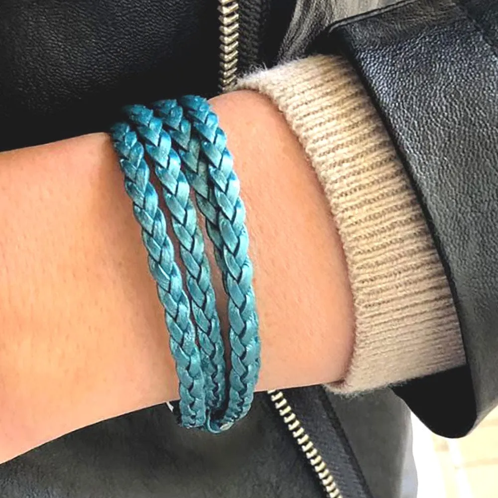 Nate Braided Leather Bracelet with Stainless Steel Clasp