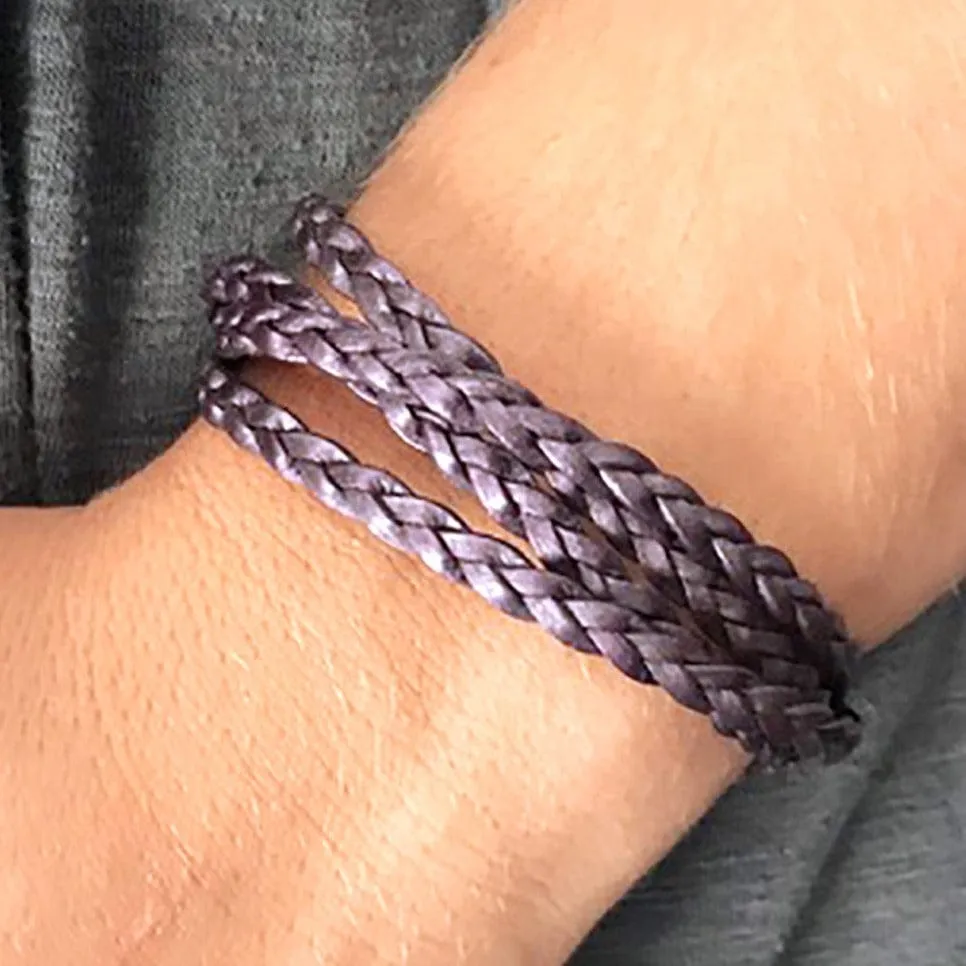 Nate Braided Leather Bracelet with Stainless Steel Clasp
