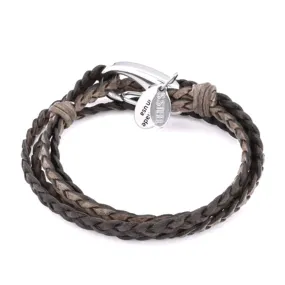Nate Braided Leather Bracelet with Stainless Steel Clasp