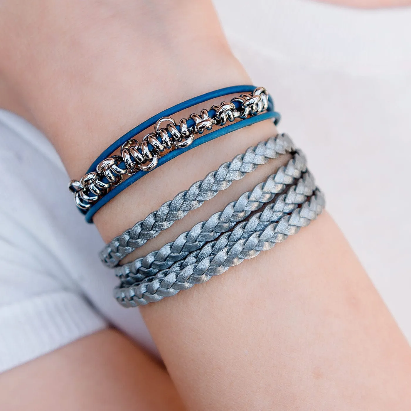 Nate Braided Leather Bracelet with Stainless Steel Clasp