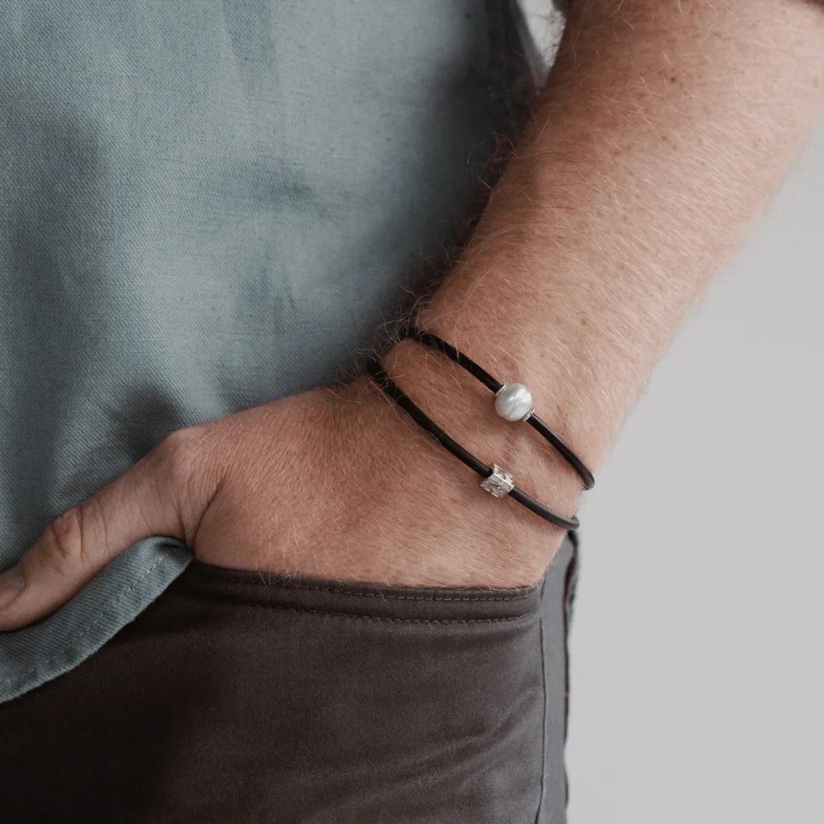 Neoprene Seagrass Bracelet Triangular Sterling Silver