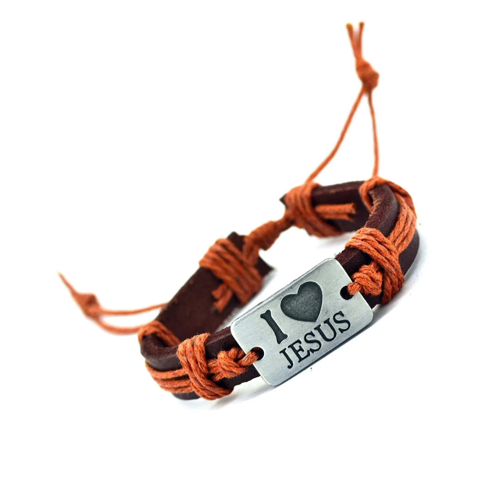 New Fashion Vintage Genuine Leather Bracelets & Bangles I Love Jesus Rope Bracelet for Women Men Jewelry