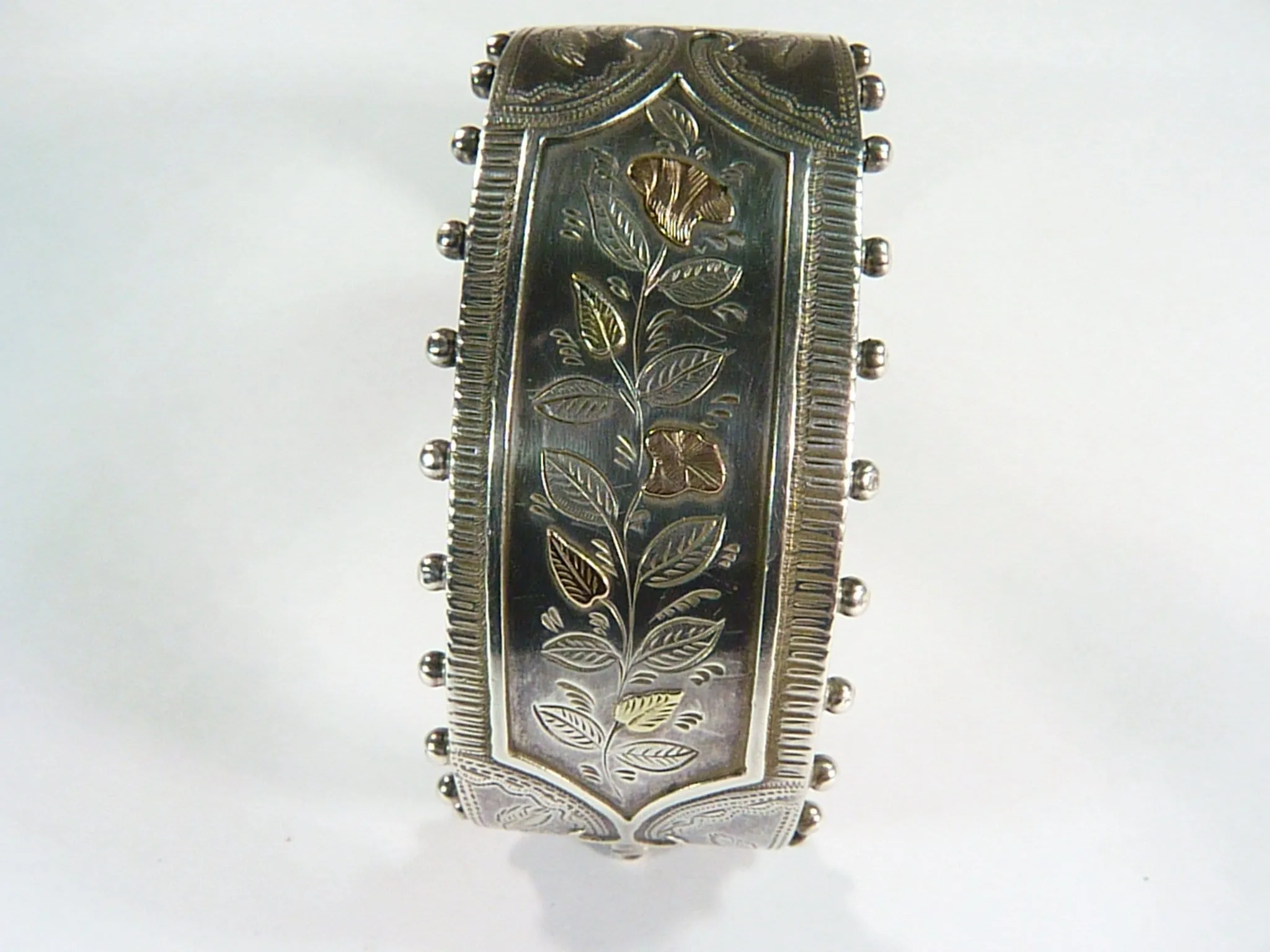 Ornate Victorian Aesthetic Hallmarked Silver Yellow & Rose Gold Bracelet 1884