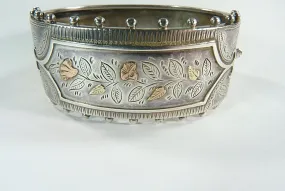 Ornate Victorian Aesthetic Hallmarked Silver Yellow & Rose Gold Bracelet 1884