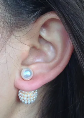 Pearl Cluster Double-Sided Earrings