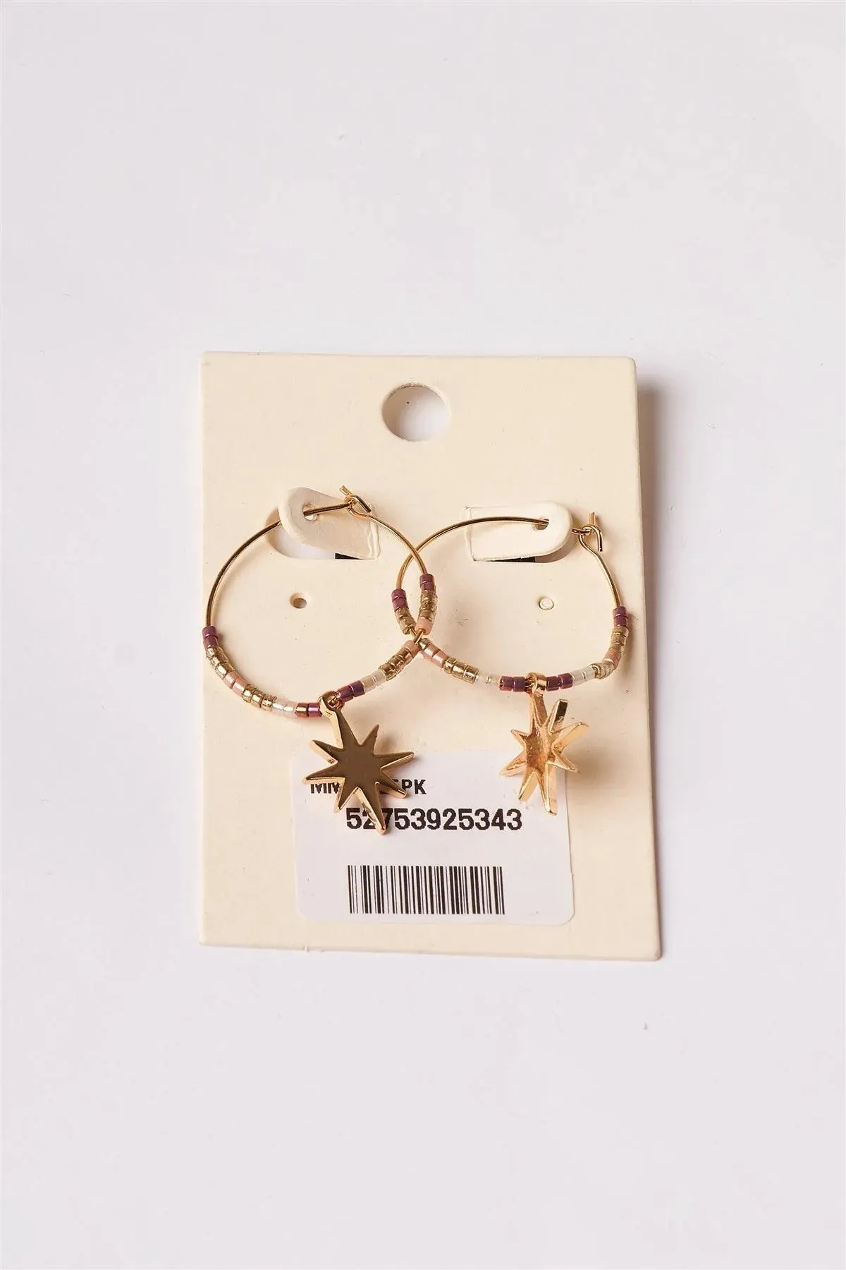 Pink Gold North Star Hoop Drop Earrings /3 Pairs