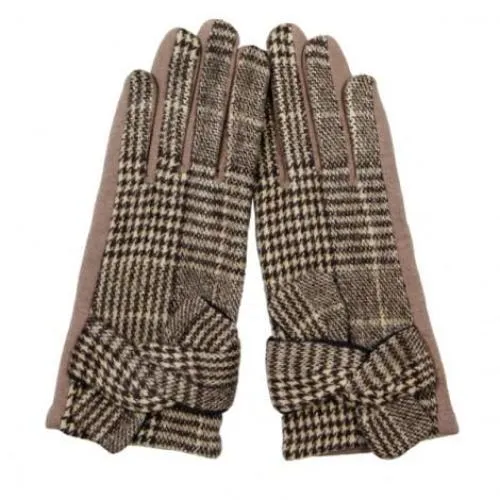 Plaid Smart Glove with Knot