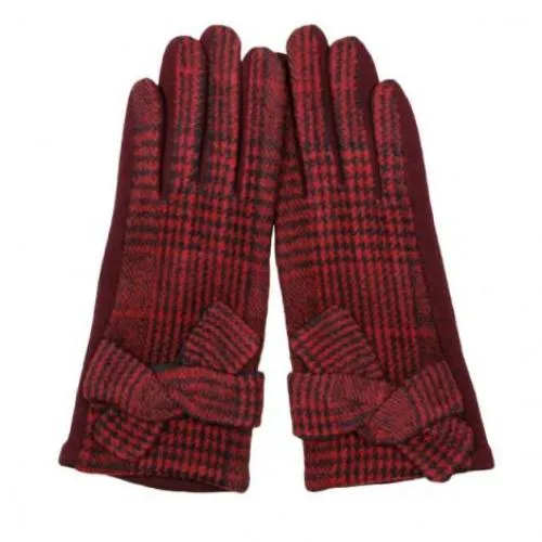 Plaid Smart Glove with Knot