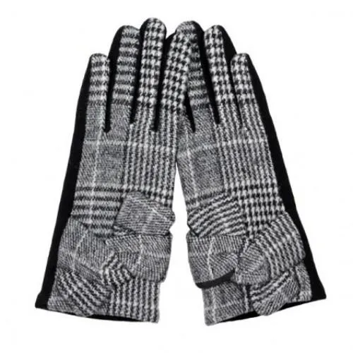 Plaid Smart Glove with Knot