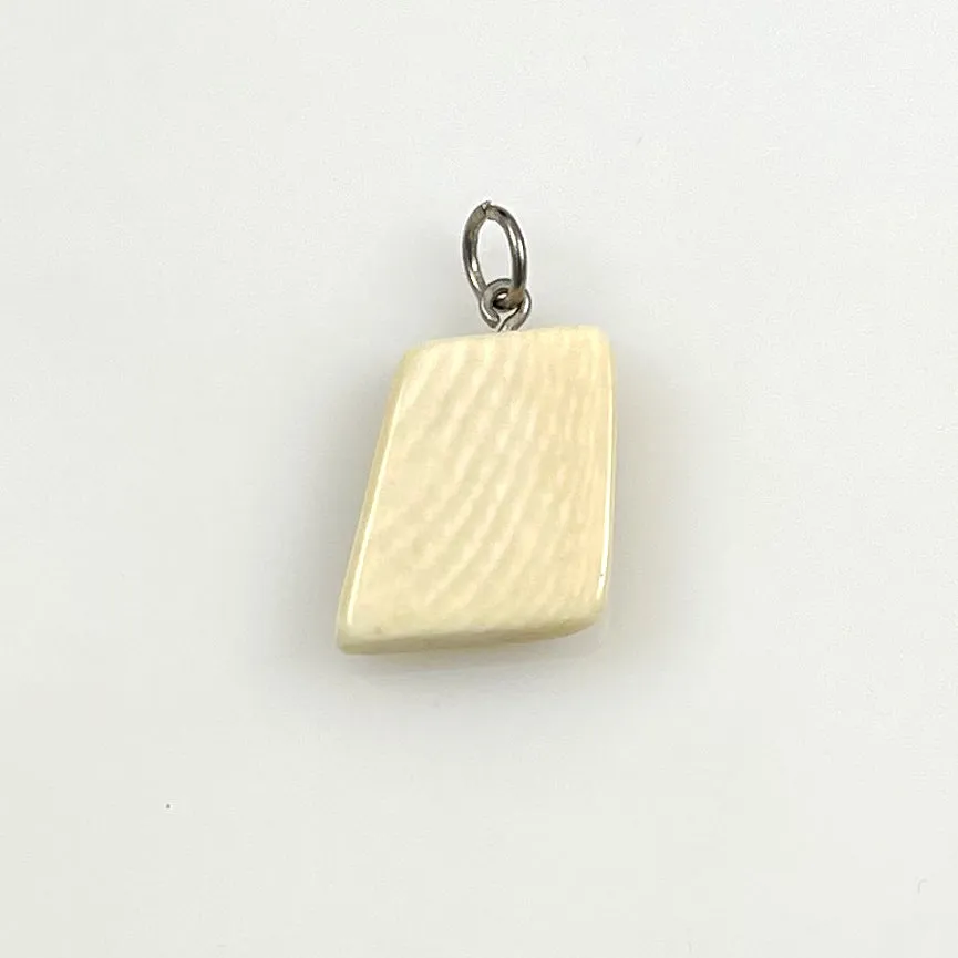 Scrimshaw Ivory Ship Charm - Signed Vintage